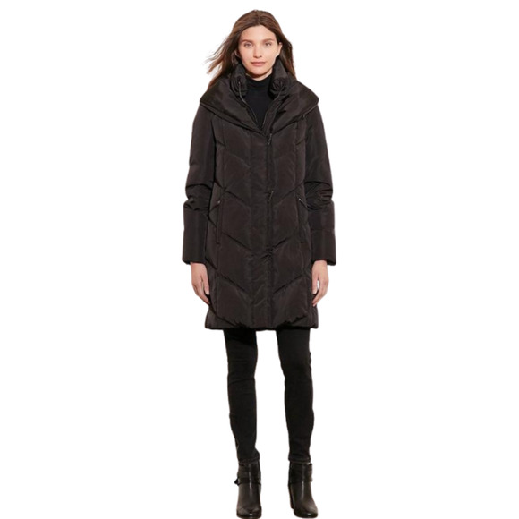 Lauren Ralph Lauren Pillow Hood Collar Down Puffer Long Coat Black Size XL - Picture 1 of 16